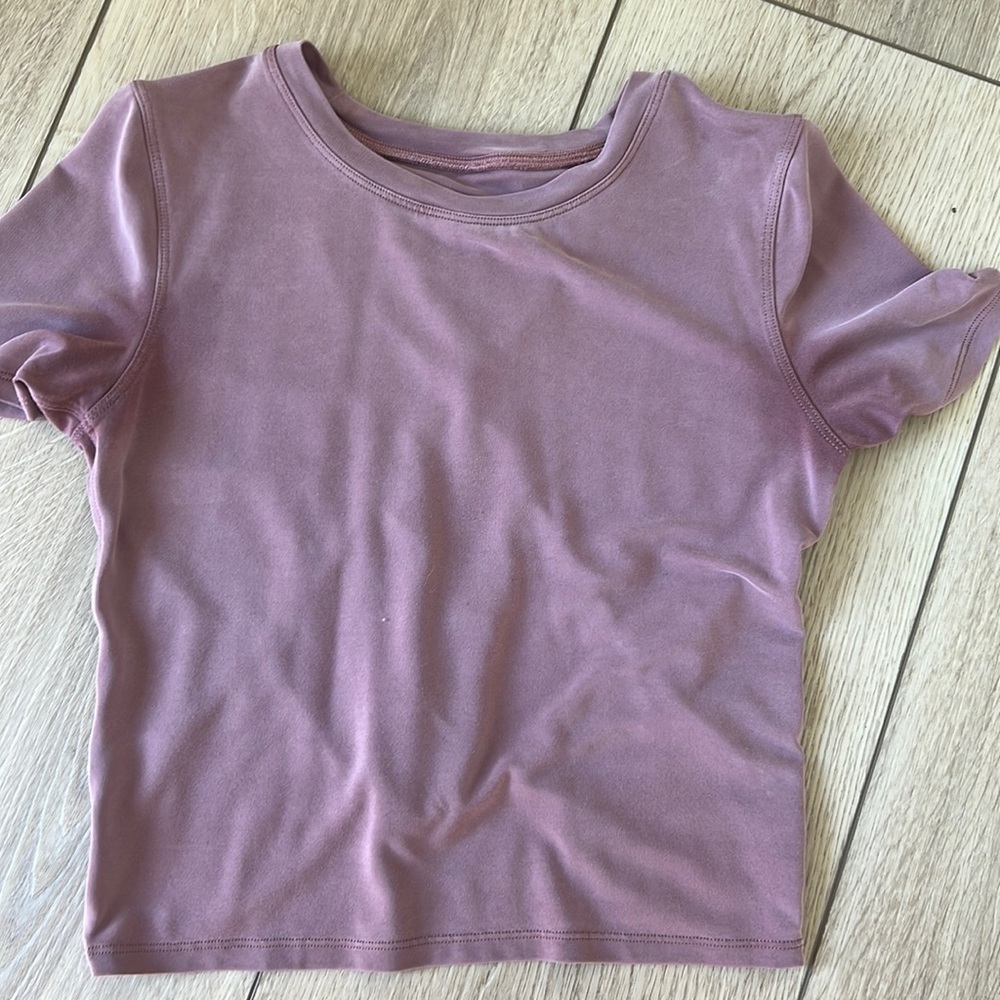 purple velvet open back lululemon top